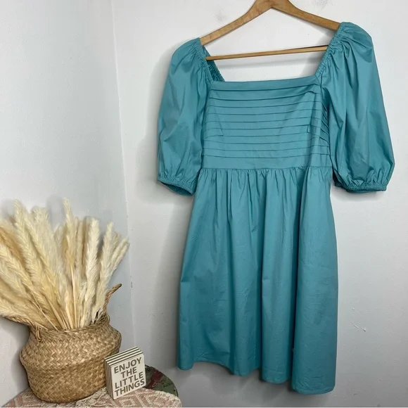 Eloquii Aqua Puff Sleeve Dress - Picture 4 of 15